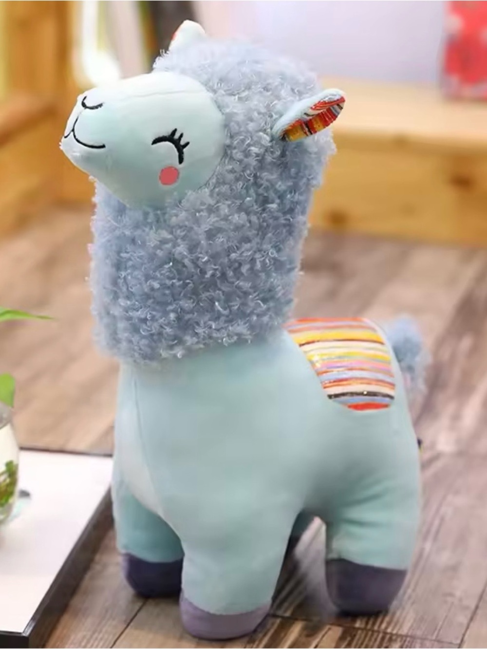 Blue Alpaca Llama Plush 9.8” Soft Stuffed Animal Kawaii Cute Toy Nursery Decor